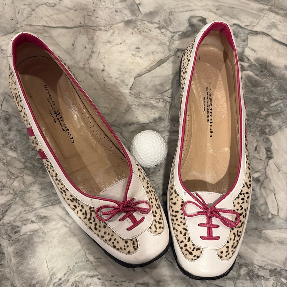 WALTER GENUIN women’s leather golf shoe EU 39 white and pink leather